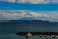 Bacoli, view of the Gulf of Pozzuoli with Vesuvius and the islet of Nisida