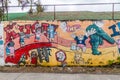 BACOLOD, PHILIPPINES - FEBRUARY 6, 2018: Anti violence wall painting in Bacolod, Philippin