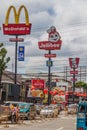 BACOLOD, PHILIPPINES - FEBRUARY 6, 2018: Signs of various fast food restaurants in Bacolod, Philippin