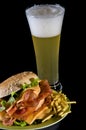 Bacon Burger and Beer Royalty Free Stock Photo