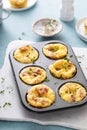 Bacon and cheddar egg muffins for breakfast Royalty Free Stock Photo