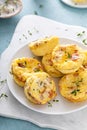 Bacon and cheddar egg muffins for breakfast Royalty Free Stock Photo