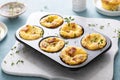 Bacon and cheddar egg muffins for breakfast Royalty Free Stock Photo