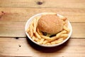 Bacon Cheese Burger and Chips Royalty Free Stock Photo