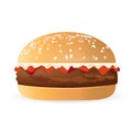 bacon and cheese burger illustration isolated Royalty Free Stock Photo