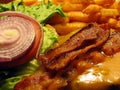 Bacon Cheeseburger and French Fries Royalty Free Stock Photo