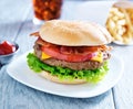 Bacon cheeseburger meal with cola and fries Royalty Free Stock Photo