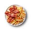 Bacon And Chips On White Plate - Commercial Style Image Royalty Free Stock Photo