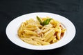 Bacon and cream batter Penne carbonara