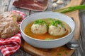 Bacon dumplings soup Royalty Free Stock Photo