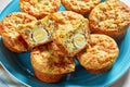 Bacon, Egg and Cheese Breakfast Muffins, top view Royalty Free Stock Photo