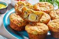 Bacon, Egg and Cheese Breakfast Muffins, top view Royalty Free Stock Photo