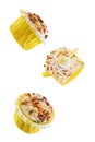 Bacon egg cheese breakfast muffins on a white isolated background Royalty Free Stock Photo