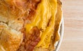 Bacon egg and cheese croissant breakfast sandwich on plate close Royalty Free Stock Photo