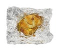 Bacon egg and cheese croissant breakfast sandwich on tinfoil Royalty Free Stock Photo