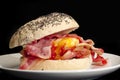Bacon and egg roll. Royalty Free Stock Photo