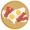 Bacon, eggs and cooking pan with handle Royalty Free Stock Photo