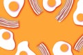 Bacon and Eggs. Omelet papercut style. Farm products. Fast food. Natural product. Food ingredients. Slices of crisp Royalty Free Stock Photo