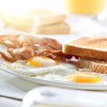 Bacon, eggs and toast breakfast Royalty Free Stock Photo