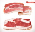Bacon. Fresh meat, 3d vector icon set