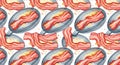 Bacon Frying in Skillet Pattern Illustration Royalty Free Stock Photo
