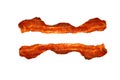 Bacon. Hot Crisp Fried Bacon isolated on white with room for your text Royalty Free Stock Photo