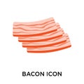 Bacon icon vector sign and symbol isolated on white background,