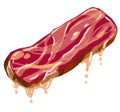 Bacon illustration fatty dripping smoked pork meat and fat art Royalty Free Stock Photo