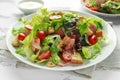 Bacon Lettuce Tomato, BLT salad with creamy dressing sauce, croutons Royalty Free Stock Photo