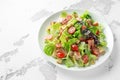 Bacon Lettuce Tomato, BLT salad with creamy dressing sauce, croutons Royalty Free Stock Photo