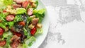 Bacon Lettuce Tomato, BLT salad with creamy dressing sauce, croutons Royalty Free Stock Photo