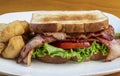 bacon lettuce tomato sandwich with veggie tots Royalty Free Stock Photo