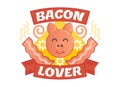 Bacon lover illustrated vector badge Royalty Free Stock Photo