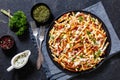 Bacon Mozzarella Feta Cheddar Cheese crispy Fries Royalty Free Stock Photo