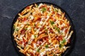 Bacon Mozzarella Feta Cheddar Cheese crispy Fries Royalty Free Stock Photo