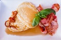 Bacon Pancakes with Maple Syrup Royalty Free Stock Photo