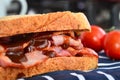 Bacon sandwich with brown sauce Royalty Free Stock Photo