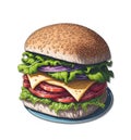 bacon sandwich elements hamburger Appetizing colors Ham and Cheese breakfast Starter Meal