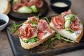 bacon sandwich with vegetables and cream cheese Royalty Free Stock Photo