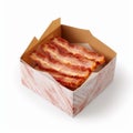 bacon Served in a beautiful lunch box white background - generative Ai illustration