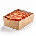 bacon Served in a beautiful lunch box white background - generative Ai illustration