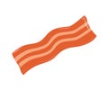 Bacon slice. Strip of cooked crispy pork meat with streaky lard. Cut piece of smoked meaty fat greasy snack. Continental Royalty Free Stock Photo