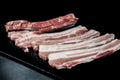 Bacon slices on cutter board Royalty Free Stock Photo