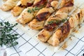 Bacon sticks pastry with black sesame and thyme Royalty Free Stock Photo