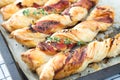 Bacon sticks pastry with black sesame and thyme Royalty Free Stock Photo