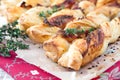 Bacon sticks pastry with black sesame and thyme Royalty Free Stock Photo