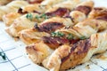 Bacon sticks pastry with black sesame and thyme Royalty Free Stock Photo