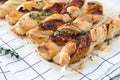 Bacon sticks pastry with black sesame and thyme Royalty Free Stock Photo