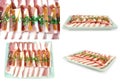 Bacon, streaky pork slice on white background