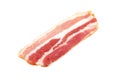 Bacon strip, raw smoked pork meat slice isolated on white Royalty Free Stock Photo